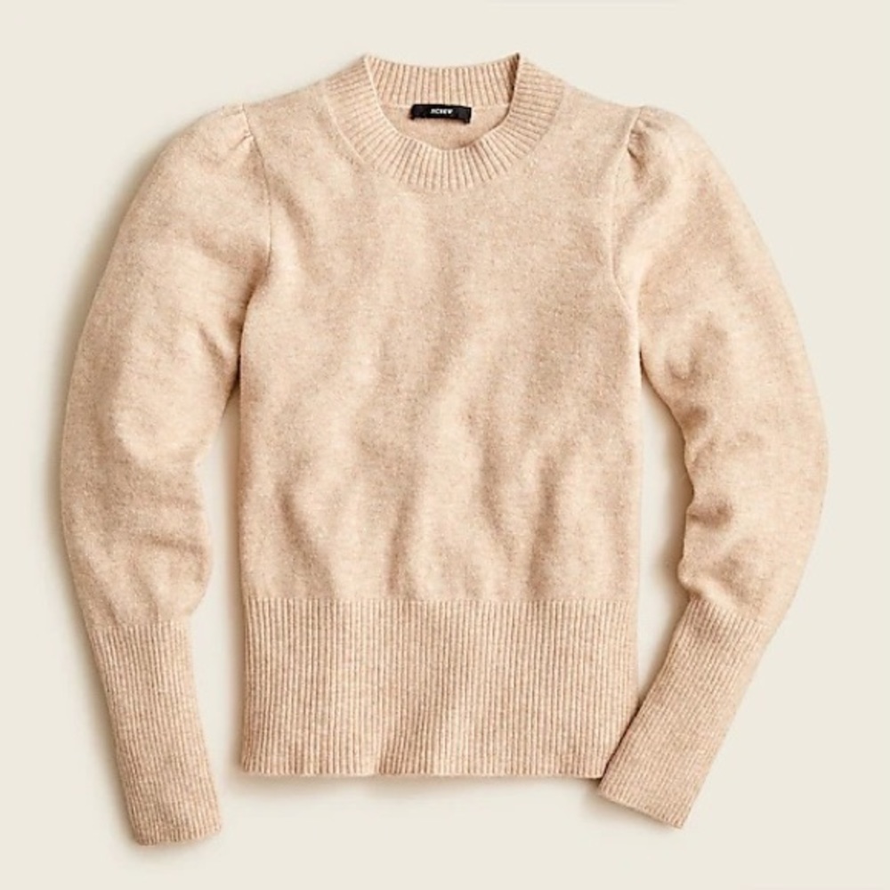 NWT JCrew Puff-sleeve crewneck sweater in Supersoft yarn. Small.
